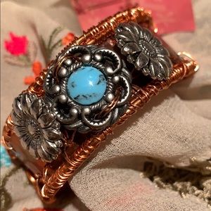 Handmade Copper Wired Bracelet turquoise Stone!!!!